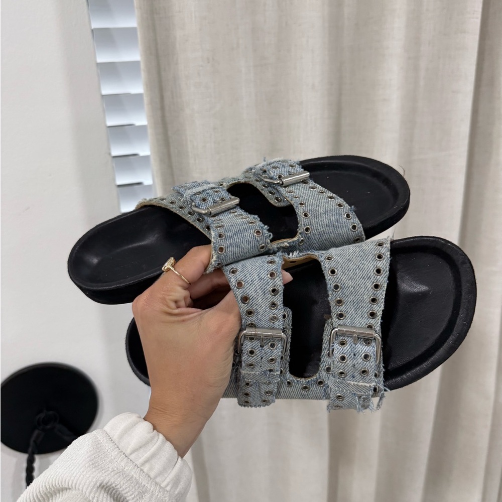 Isabel Marant Lennyo Denim Dual-buckle Sandals US size 9